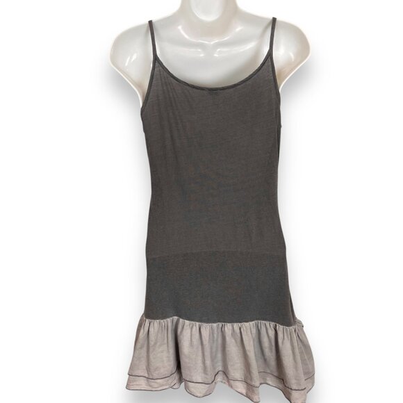 Splendid Dress Ruffle Mini Dropped Waist Sz Small Supima Cotton Gray Lightweight - Picture 2 of 10